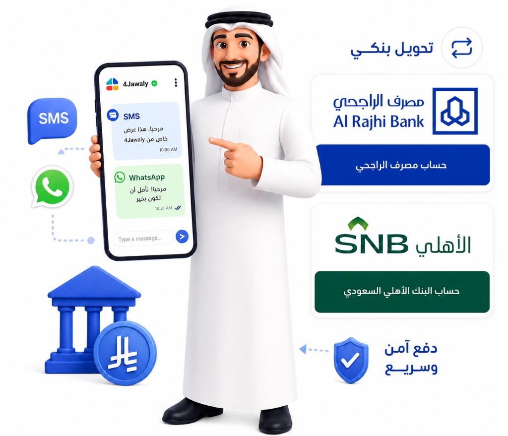 رجل أعمال سعودي يستخدم خدمات فورجوالي للرسائل النصية SMS والواتساب - طرق السداد
